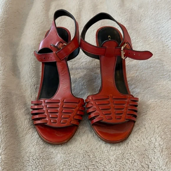 Coach Red Strappy Sandals - Picture 1 of 3